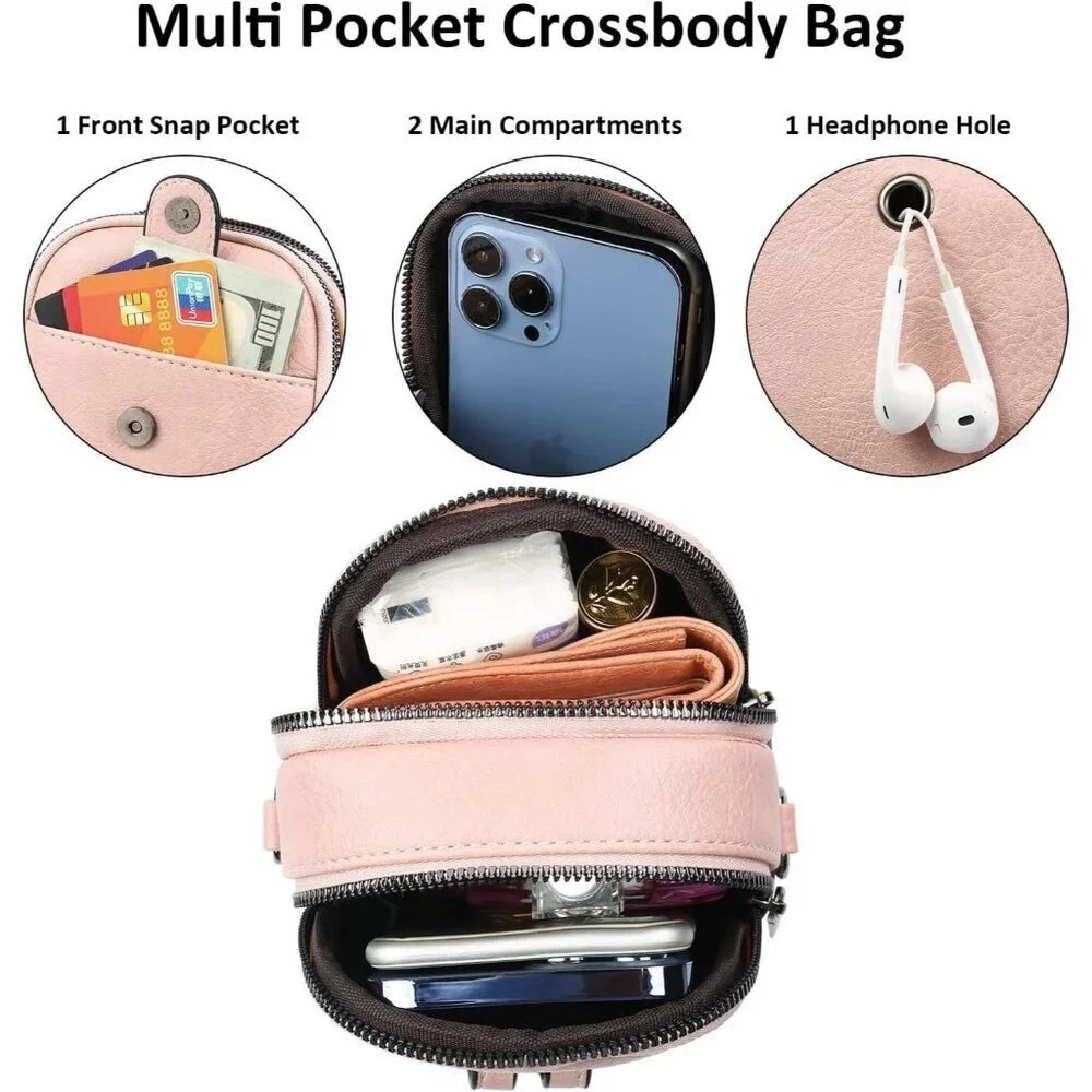Women Y01 Pink Phone Purse Crossbody Bags for Small Travel Wallet Touch Screen